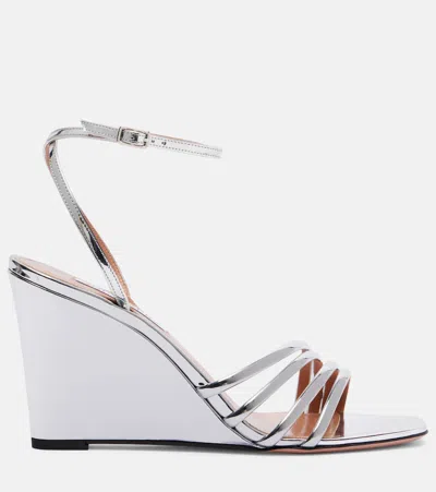 Aquazzura Latour 85 Metallic-effect Wedge Sandals