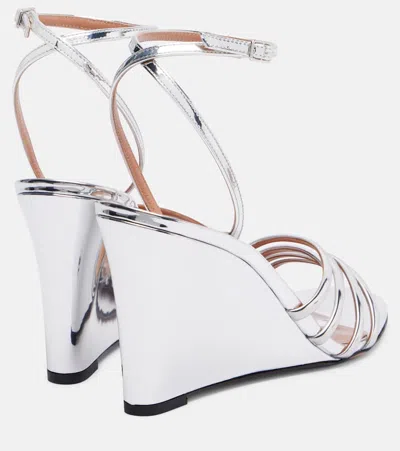 Aquazzura Latour 85 Metallic-effect Wedge Sandals