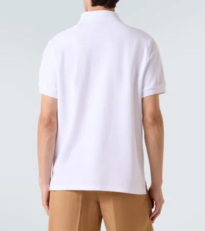 Dunhill Logo Embroidered Cotton Piqué Polo Shirt In White