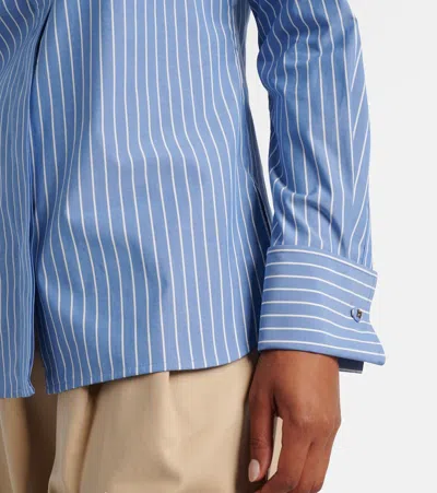 Max Mara Striped Cotton-blend Poplin Shirt In Blue