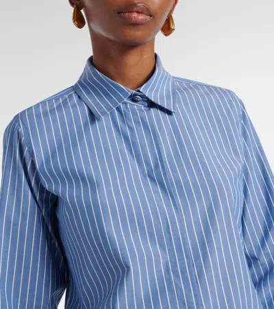 Max Mara Striped Cotton-blend Poplin Shirt In Blue