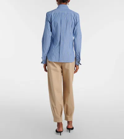 Max Mara Striped Cotton-blend Poplin Shirt In Blue
