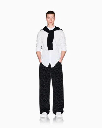 Armani Exchange Slim Fit Stretch Cotton Shirt In White