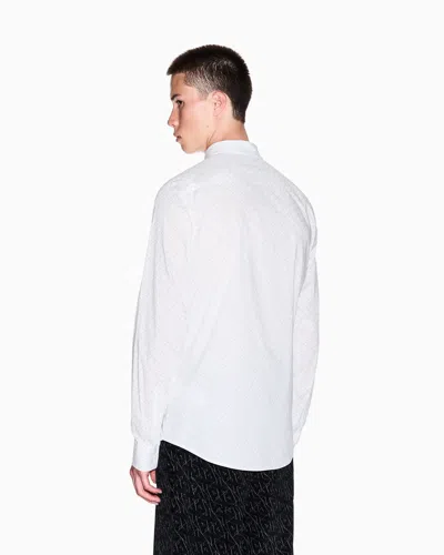 Armani Exchange Slim Fit Stretch Cotton Shirt In White