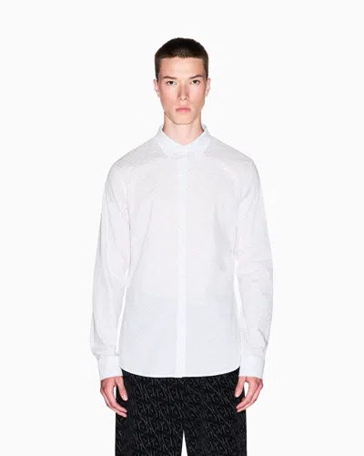 Armani Exchange Slim Fit Stretch Cotton Shirt In White