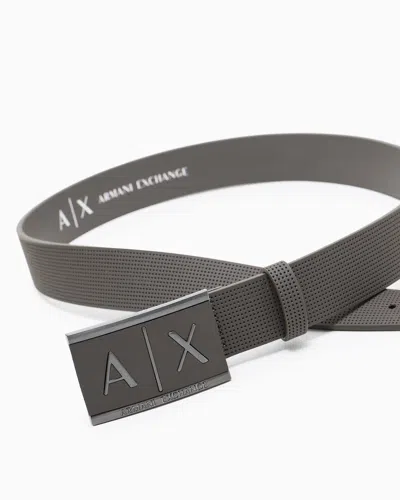 Armani Exchange Leather Belt With Rectangular Buckle In Black