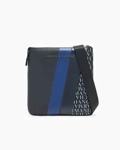 Armani Exchange Monogram And Stripe Flat Shoulder Bag