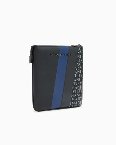 Armani Exchange Monogram And Stripe Flat Shoulder Bag