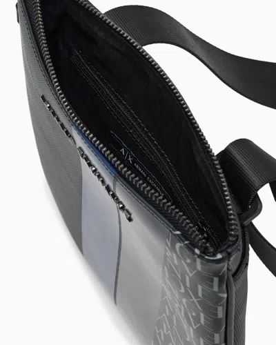 Armani Exchange Monogram And Stripe Flat Shoulder Bag