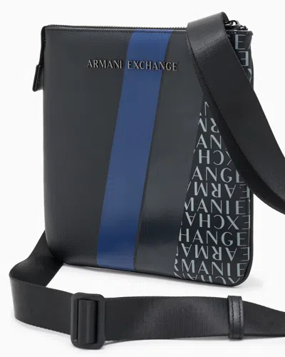 Armani Exchange Monogram And Stripe Flat Shoulder Bag