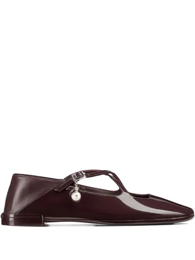 Jimmy Choo Eleri Patent-leather Cross-strap Ballet Flats