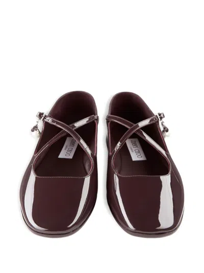 Jimmy Choo Eleri Patent-leather Cross-strap Ballet Flats