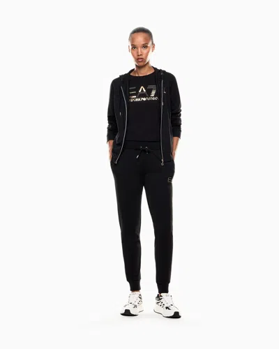 Ea7 Logo Series Stretch-jersey Crew-neck T-shirt In Black