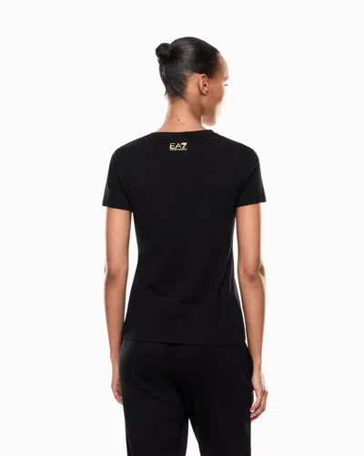 Ea7 Logo Series Stretch-jersey Crew-neck T-shirt In Black