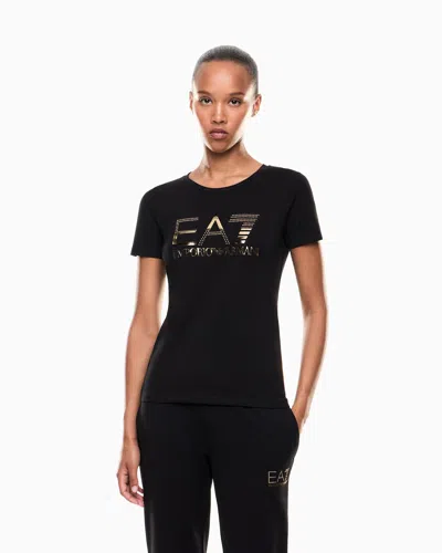 Ea7 Logo Series Stretch-jersey Crew-neck T-shirt In Black