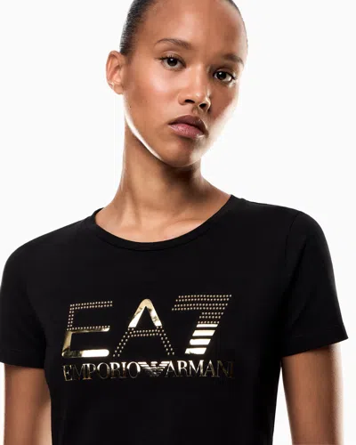 Ea7 Logo Series Stretch-jersey Crew-neck T-shirt In Black