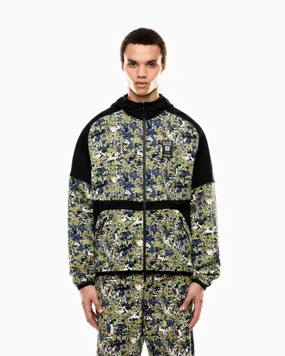 Ea7 Asv Visibility Hooded Sweatshirt In An Organic Cotton Blend In Black