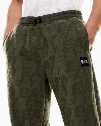 Ea7 Logo Series Polar Fleece Joggers In Green