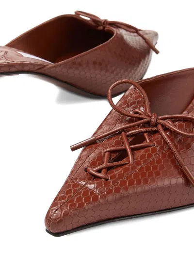 Jimmy Choo Scarlett 50 Leather Snake-print Mules In Brown