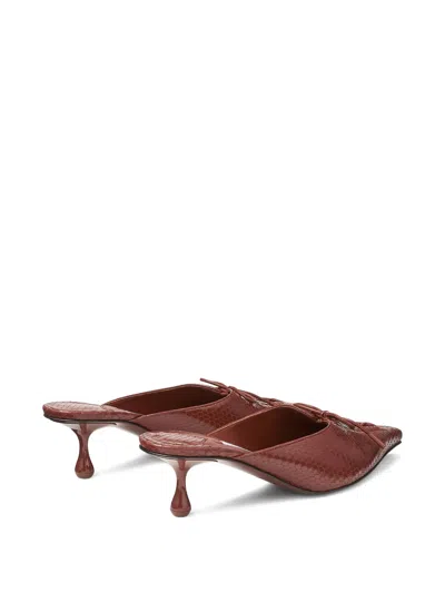 Jimmy Choo Scarlett 50 Leather Snake-print Mules In Brown
