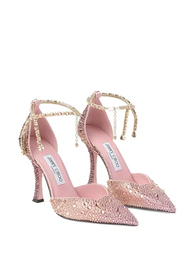 Jimmy Choo Stevie 100 Crystal-embellished Satin Pumps