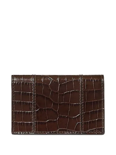 Jimmy Choo Nello Crocodile-effect Leather Wallet In Brown