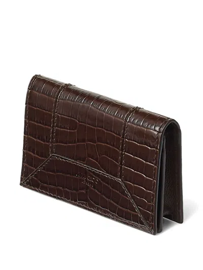 Jimmy Choo Nello Crocodile-effect Leather Wallet In Brown