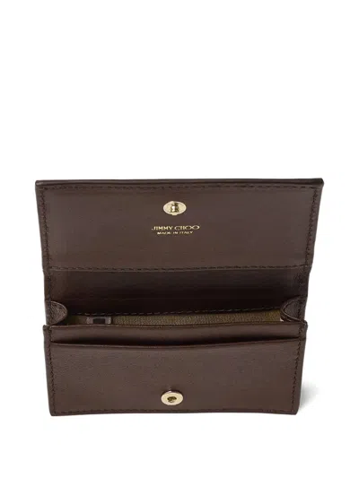 Jimmy Choo Nello Crocodile-effect Leather Wallet In Brown