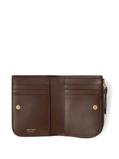 Jimmy Choo Crocodile-effect Zip Wallet In Brown