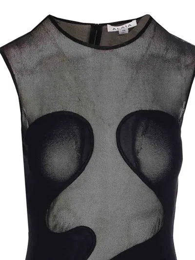 Alaïa Womens Noir Alaia Molded Sleeveless Woven Maxi Dress In Black