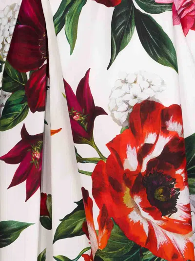 Dolce & Gabbana Multicolor Midi Skirt With All-over Floral Print And Rear Zip Closure In Cotton Woman