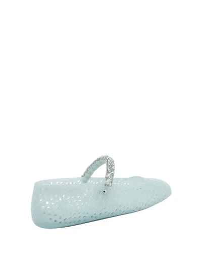 Jimmy Choo Light Green Jelly Ballet Flats With Crystal In Blue