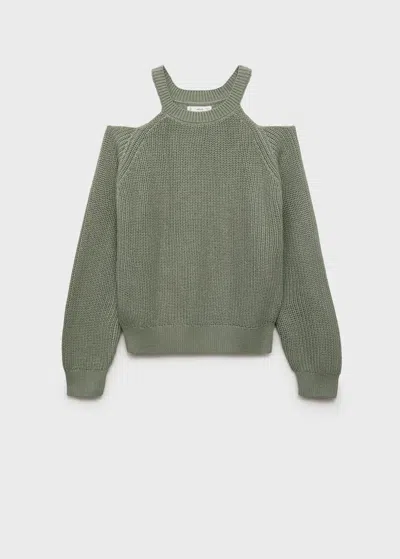 Mango Teen Sweater With Cropped Sleeves Khaki