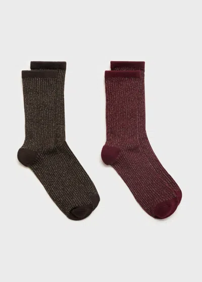 Mango Teen 2 Pack Lurex Socks Brown In Multi