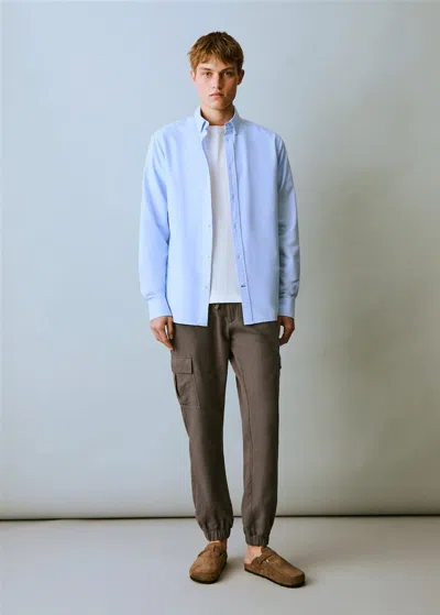 Mango Teen Oxford Cotton Shirt Sky Blue