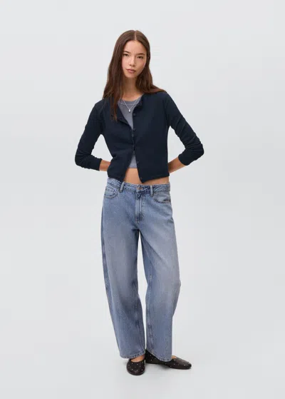 Mango Teen Knitted Button Cardigan Navy