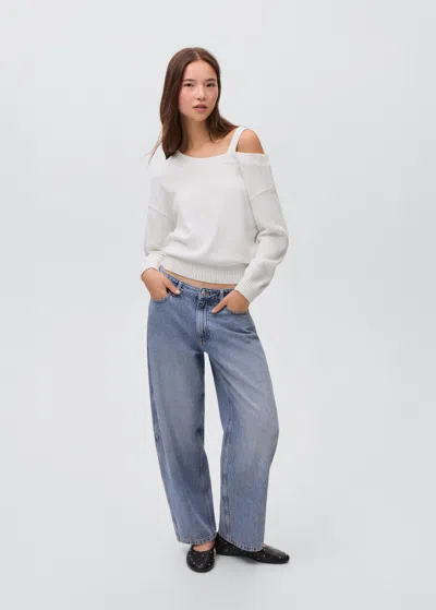 Mango Teen Knitted Sweater With Cut-out Off White
