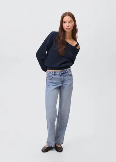 Mango Teen Knitted Sweater With Cut-out Navy