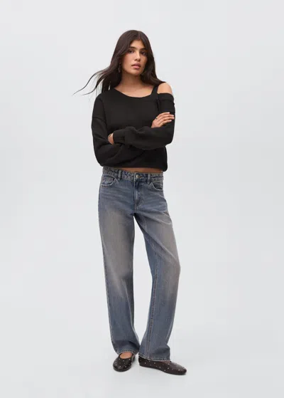 Mango Teen Knitted Sweater With Cut-out Black