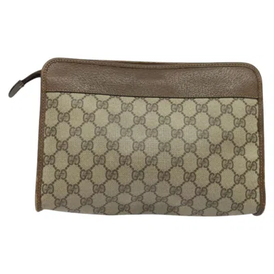 Pre-owned Gucci Gg Canvas Beige Canvas Clutch Bag ()