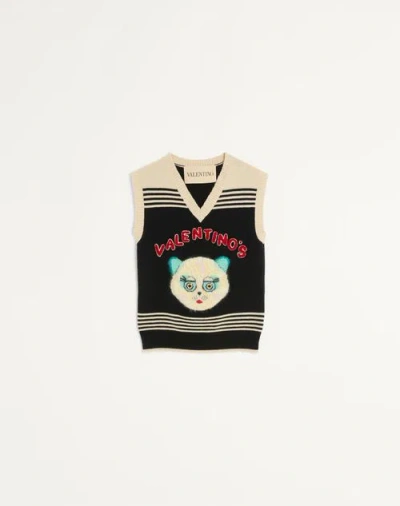 Valentino Garavani Le Chat De La Maison Wool Vest In Black