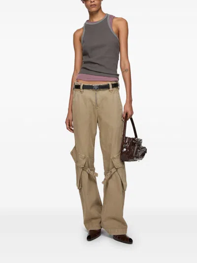 Acne Studios Wide Leg Denim Cotton Jeans With Cargo Pockets In Neutral