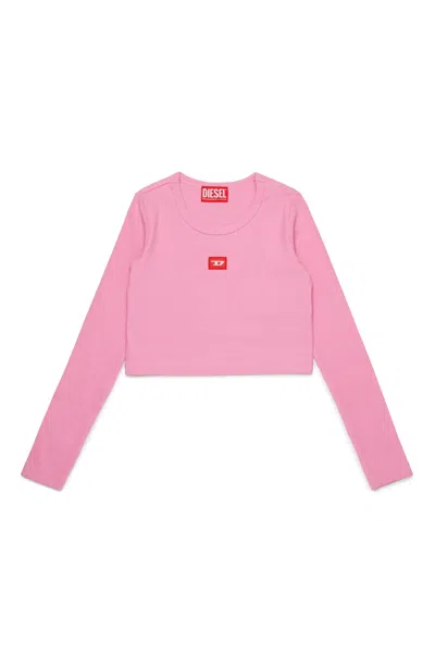 Diesel Logo-patch T-shirt In Pink
