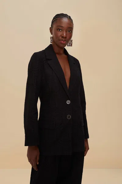 Farm Rio Active Black Eyelet Blazer