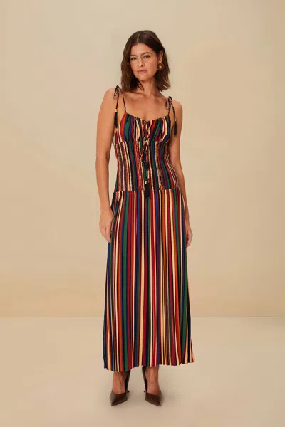 Farm Rio Active Multicolor Pipa Stripes Midi Dress