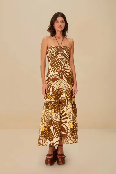 Farm Rio Active Sand Shell Mix Euroflax Premium Linen Maxi Dress
