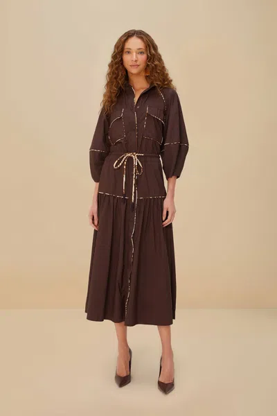 Farm Rio Active Brown Chemise Midi Dress