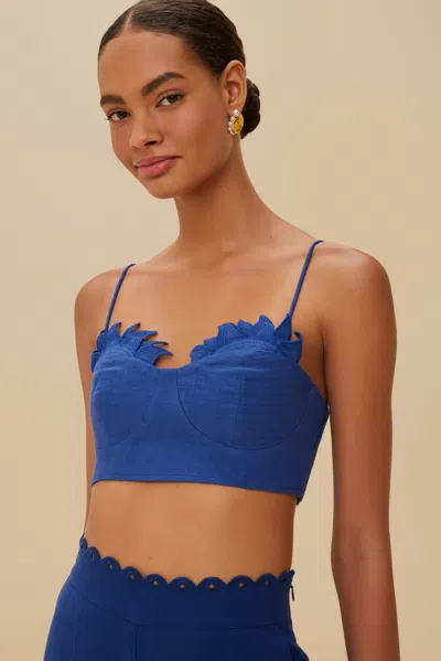 Farm Rio Active Blue Sunrise Cup Euroflax Premium Linen Crop Top