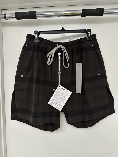 Pre-owned Rick Owens Fw23 Luxor Bela Boxer Shorts In Dark Dust Plaid