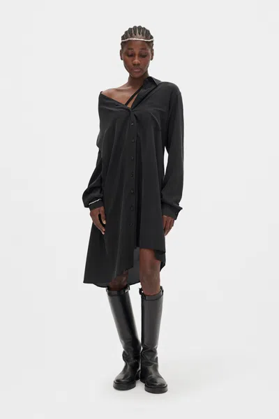 Ann Demeulemeester Halina Drop Shoulder Shirt Dress In Black